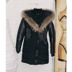 Rudsak (Shauna) Leather Down Coat W/ Fur Trim